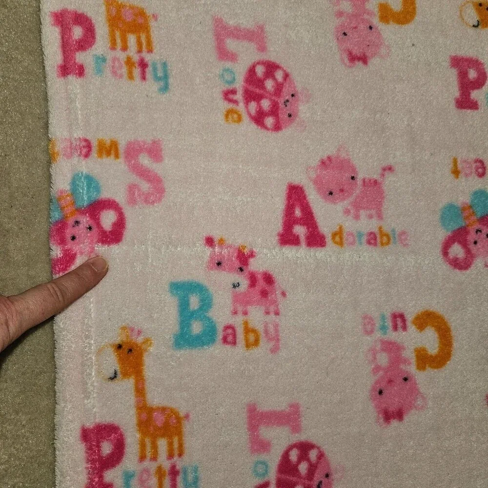 Bon Bebe Pink Orange Blue Fleece Baby Blanket Giraffe Cat Cow Butterfly Ladybug